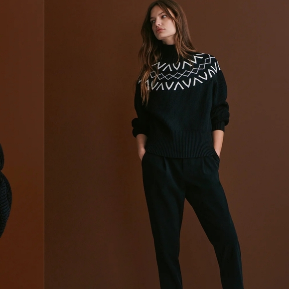 Varley Marcie Fair Isle Yoke Neck Knit Sweater - Picture 2 of 15